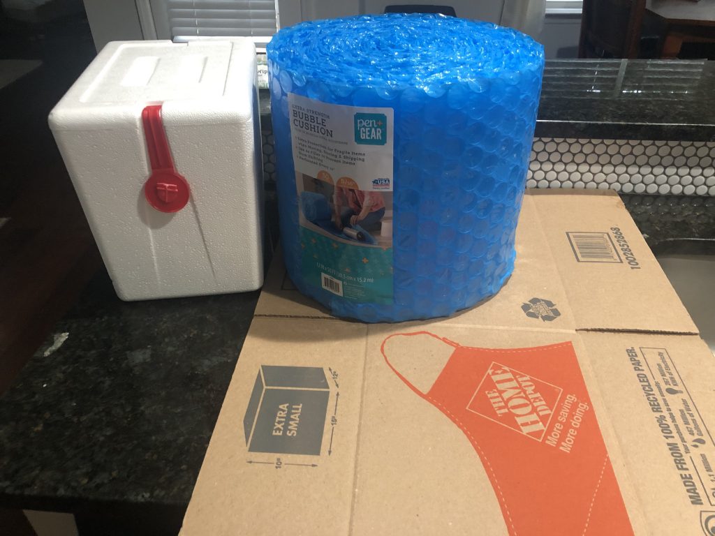Materials needed to ship a cake